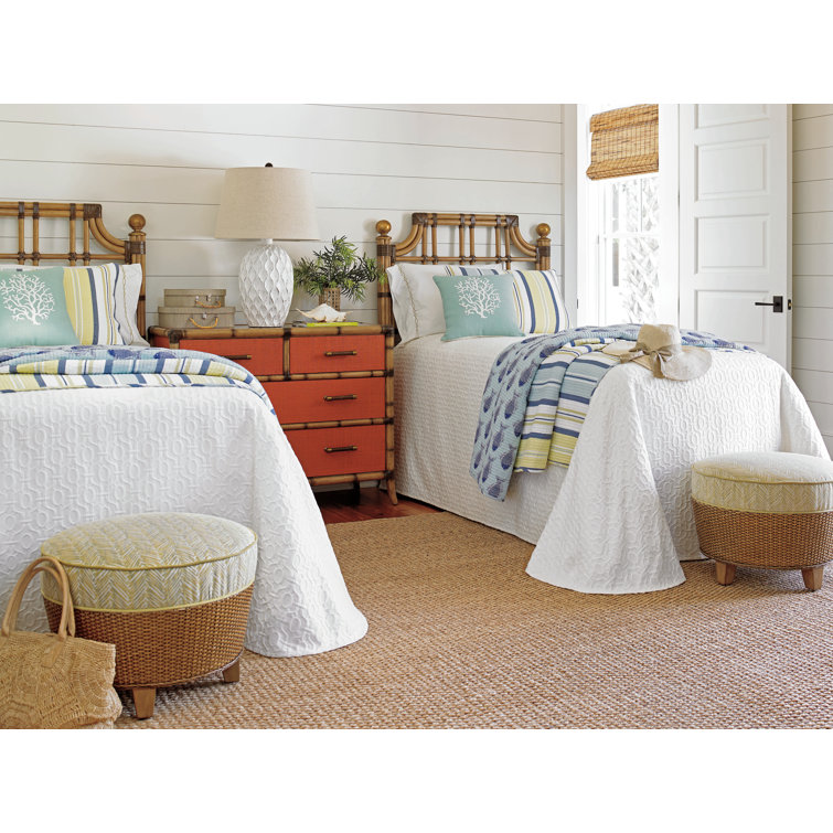 Twin Palms Leather-Wrapped Bamboo Twin Headboard in Gold Leaf