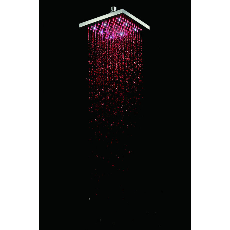Polished Chrome Square LED Rain Shower Head