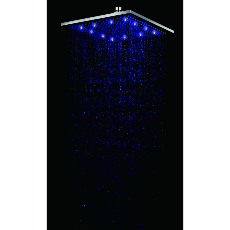 Polished Chrome 12" Square LED Rain Shower Head