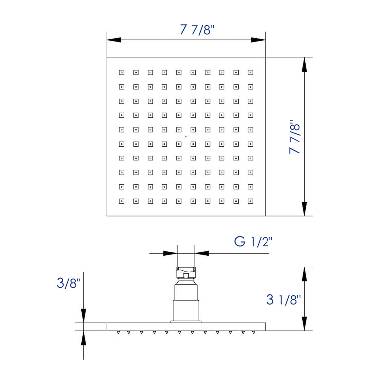 Nickel Square LED Rain Shower Head with Temperature-Based Lights