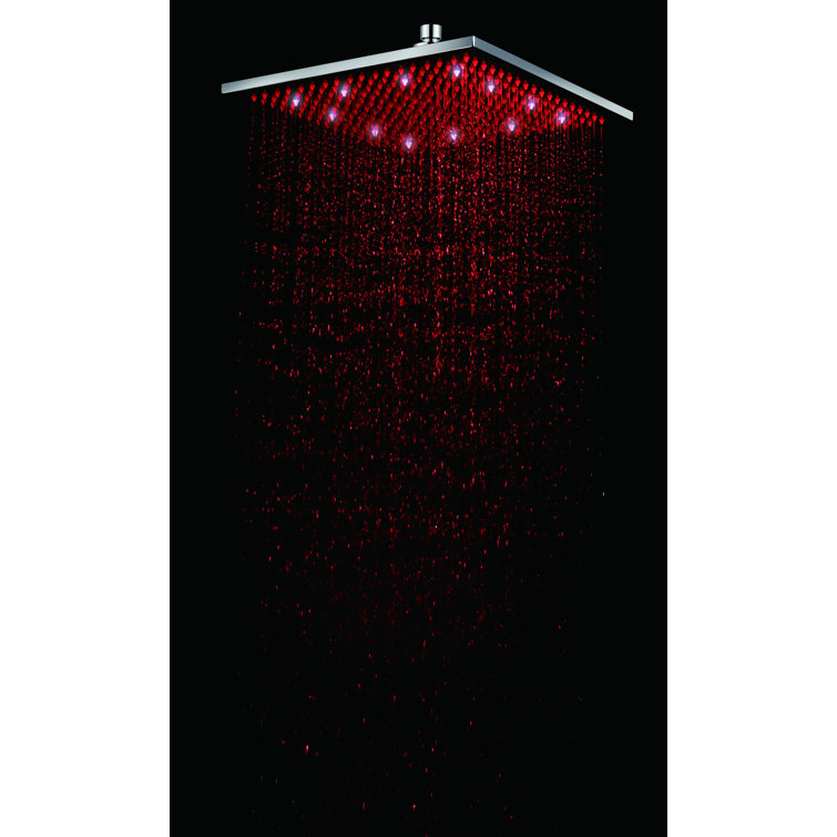 Polished Chrome 12" Square LED Rain Shower Head