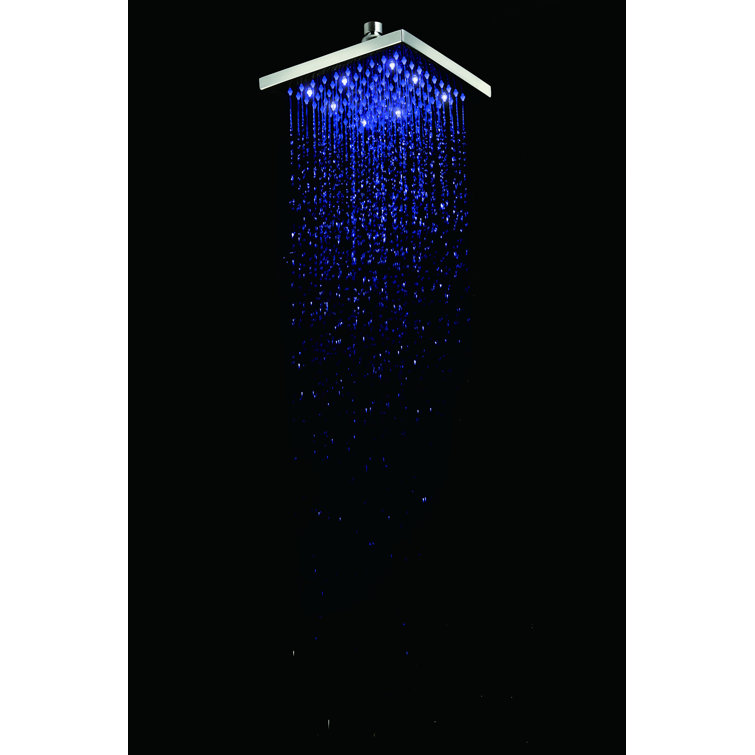 Polished Chrome Square LED Rain Shower Head