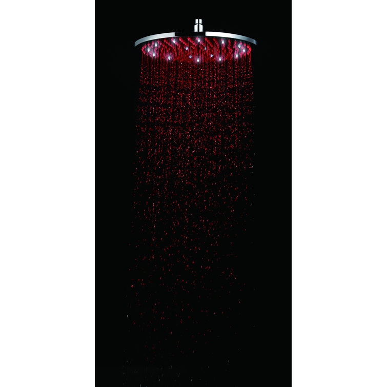 Brushed Nickel Round LED Rain Shower Head with Temperature Control