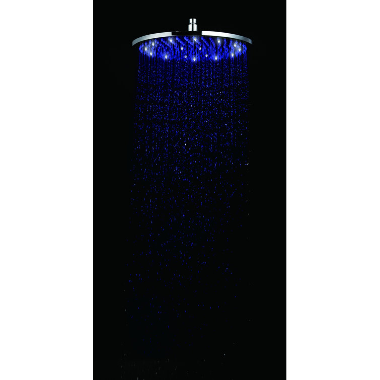 Brushed Nickel Round LED Rain Shower Head with Temperature Control