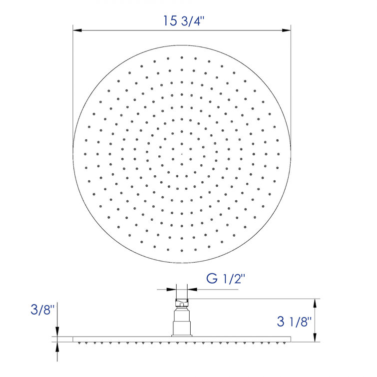 Brushed Nickel Round LED Rain Shower Head with Temperature Control