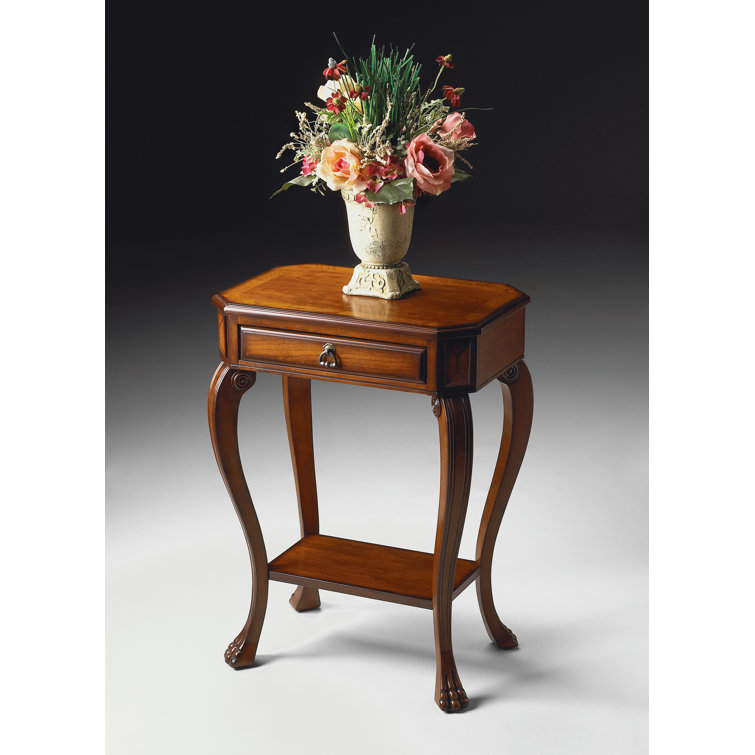 Olive Ash Burl Traditional Wood Console Table with Storage