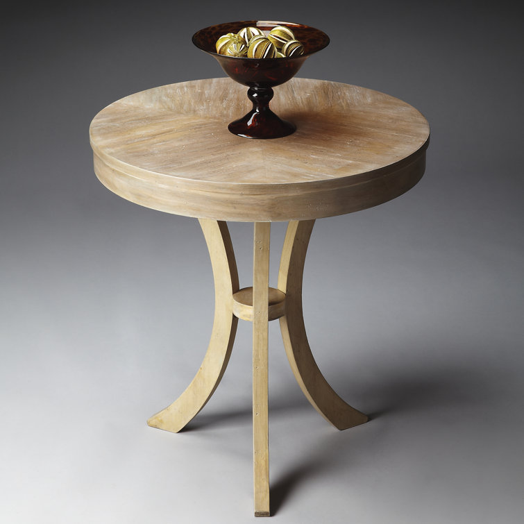 Sleek Bending Legs 24" Round Driftwood Side Table