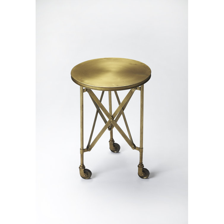 Gold Round Iron Industrial Chic Accent Table