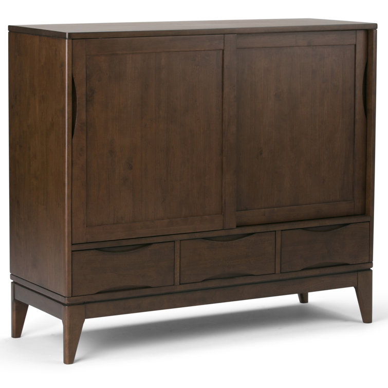 Harper Mid-Century Modern Walnut Brown Solid Hardwood Office Cupboard