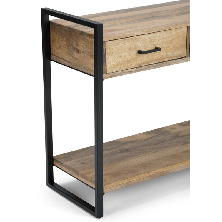 Riverside 54.5'' Rustic Industrial Solid Mango Wood Console Table with Storage