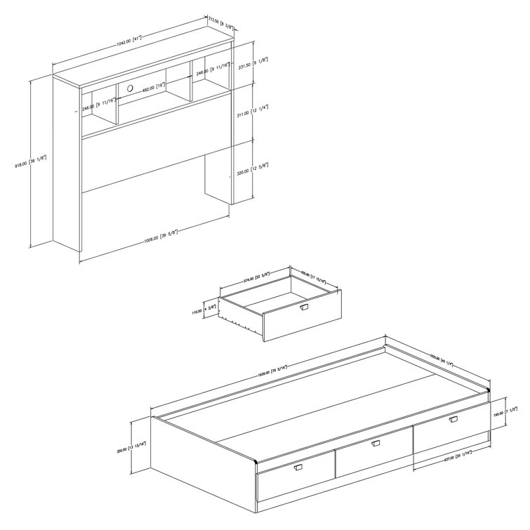 Pure White Twin Captain's Bed with Storage and Bookcase Headboard