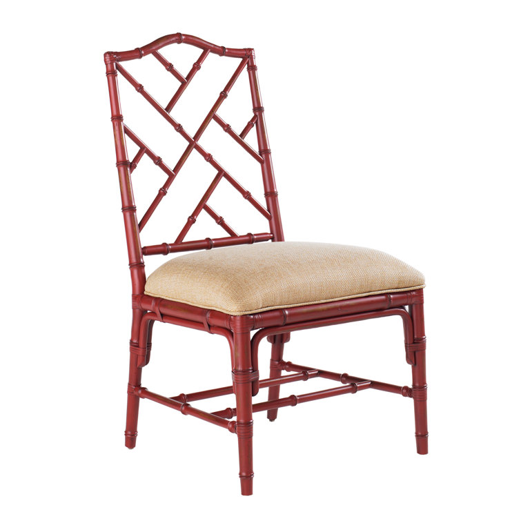 Sangria Red Rattan Cross Back Traditional Side Chair
