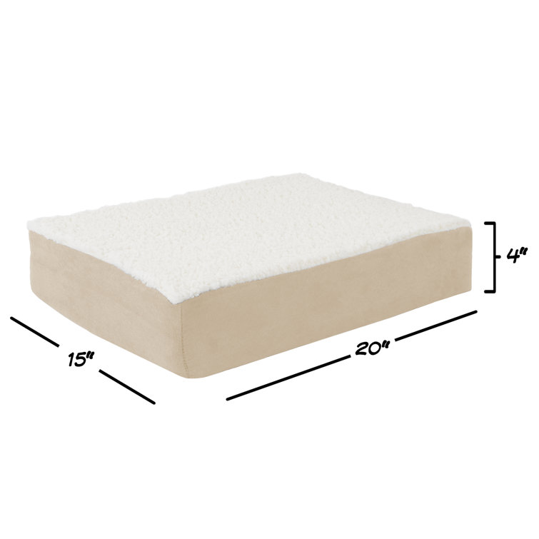 Small Tan Orthopedic Sherpa Memory Foam Pet Bed