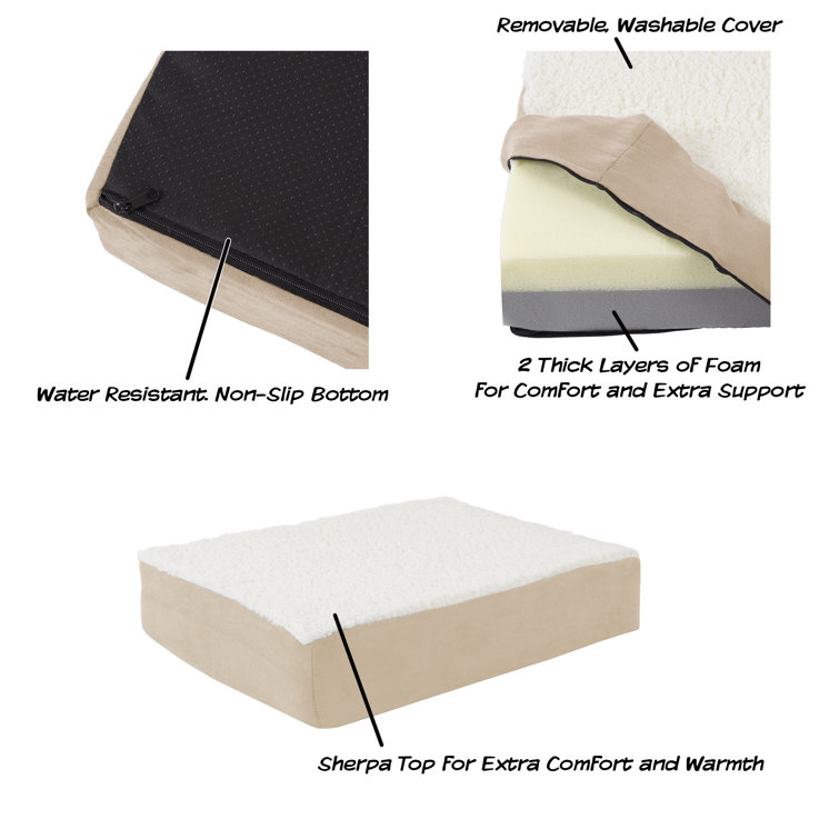 Small Tan Orthopedic Sherpa Memory Foam Pet Bed