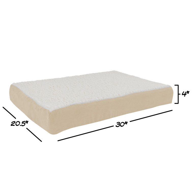 Tan Medium Memory Foam Orthopedic Pet Bed with Sherpa Top