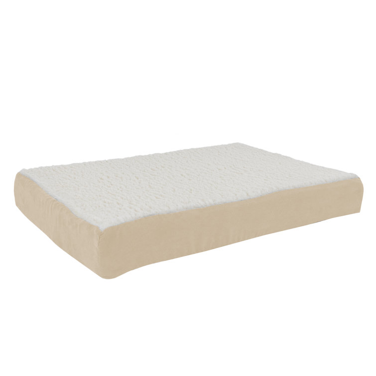 Tan Medium Memory Foam Orthopedic Pet Bed with Sherpa Top