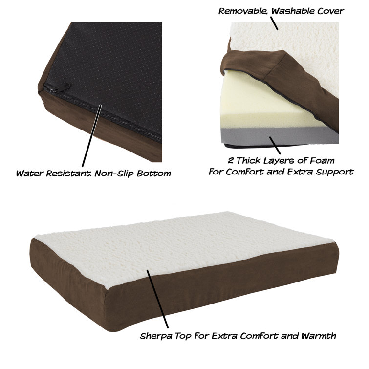 Medium Brown Orthopedic Memory Foam Pet Bed
