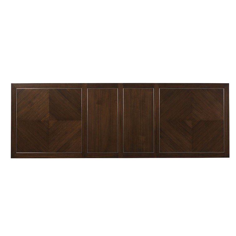 Contemporary Walnut Extendable Dining Table with Stainless Accents