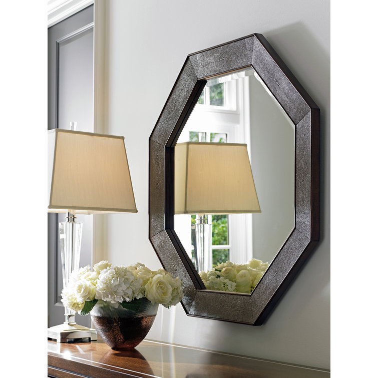Transitional Brown Walnut Octagonal 36" Mirror