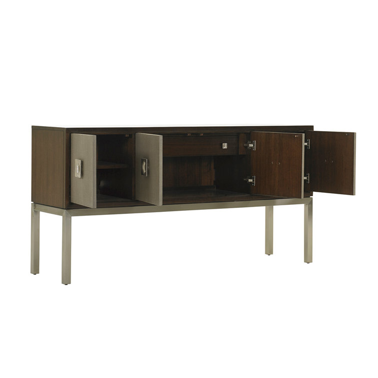 68" Brown Walnut and Faux Shagreen Sideboard
