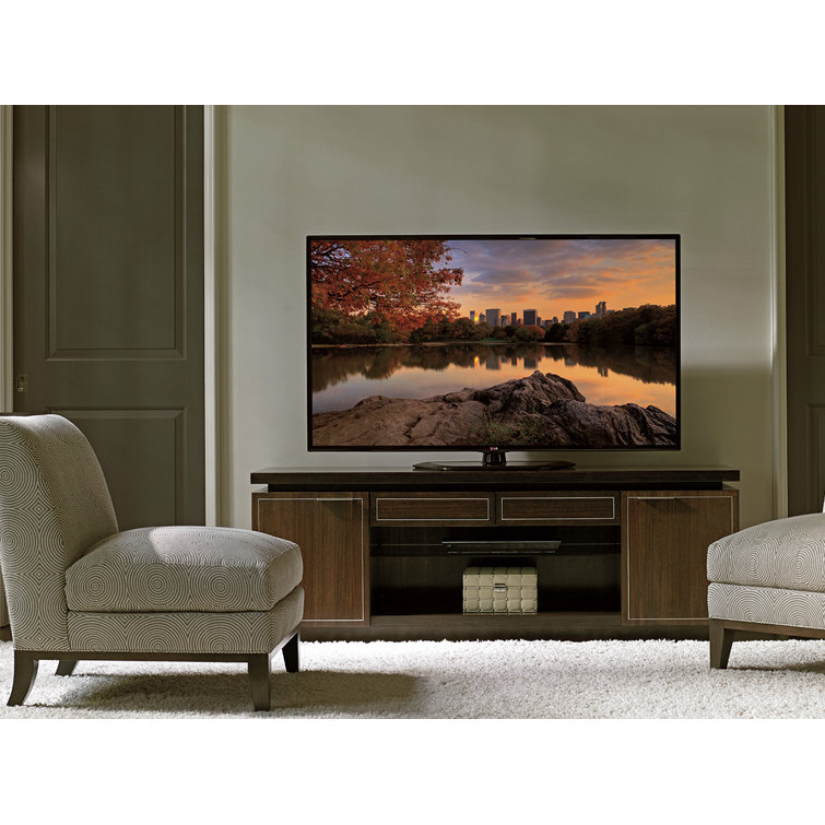 68" Brown Walnut Transitional Media Console with Cabinet