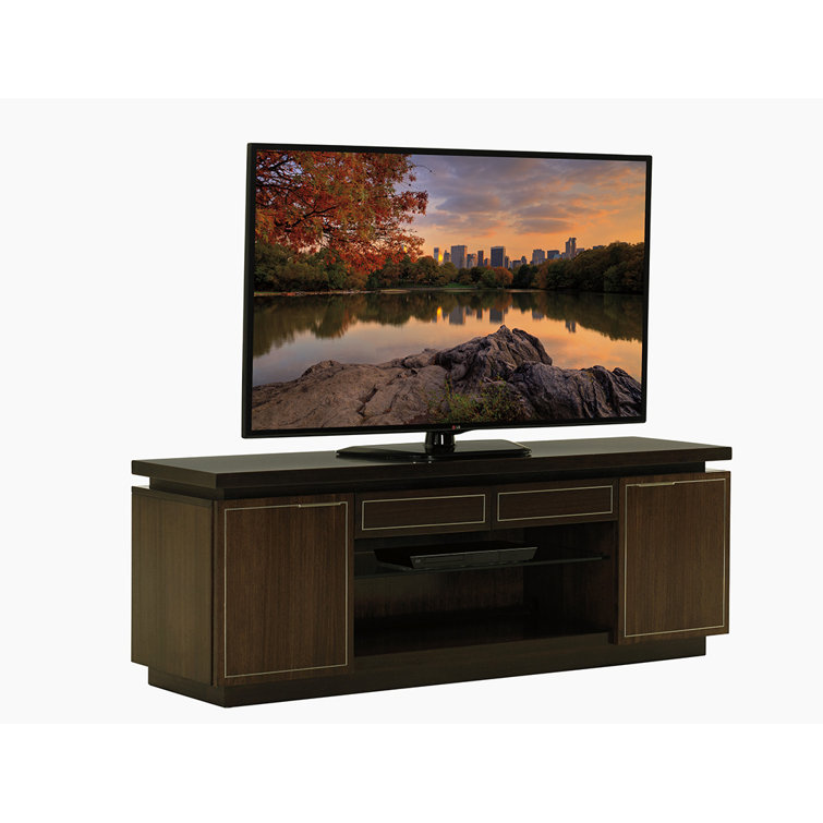 68" Brown Walnut Transitional Media Console with Cabinet