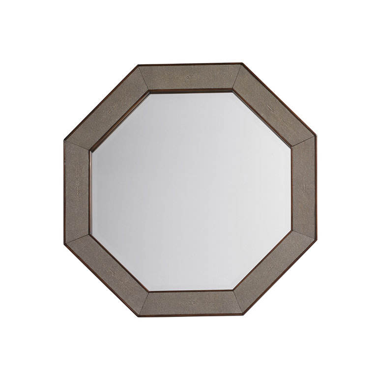 Transitional Brown Walnut Octagonal 36" Mirror