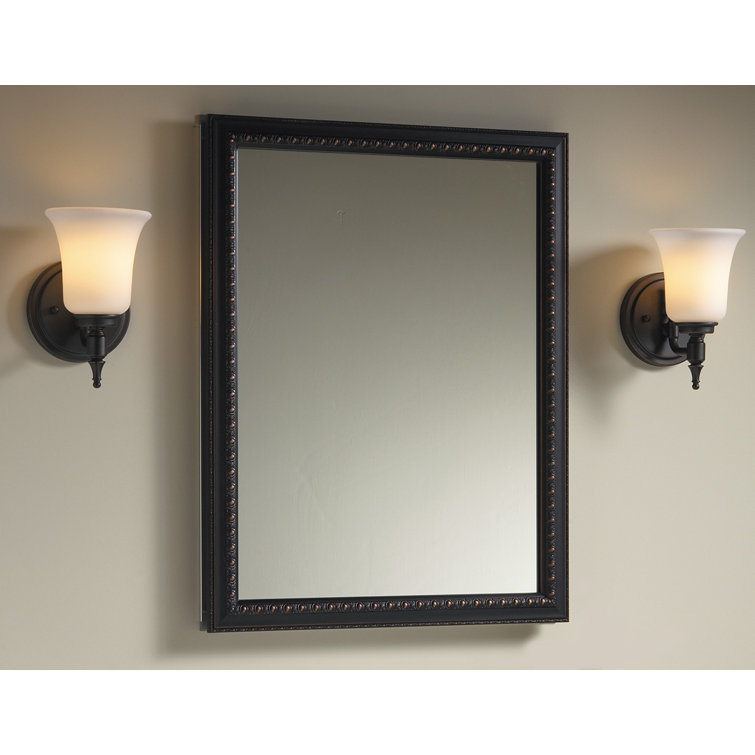 Elegant Oil-Rubbed Bronze Aluminum Medicine Cabinet with Mirrored Interior