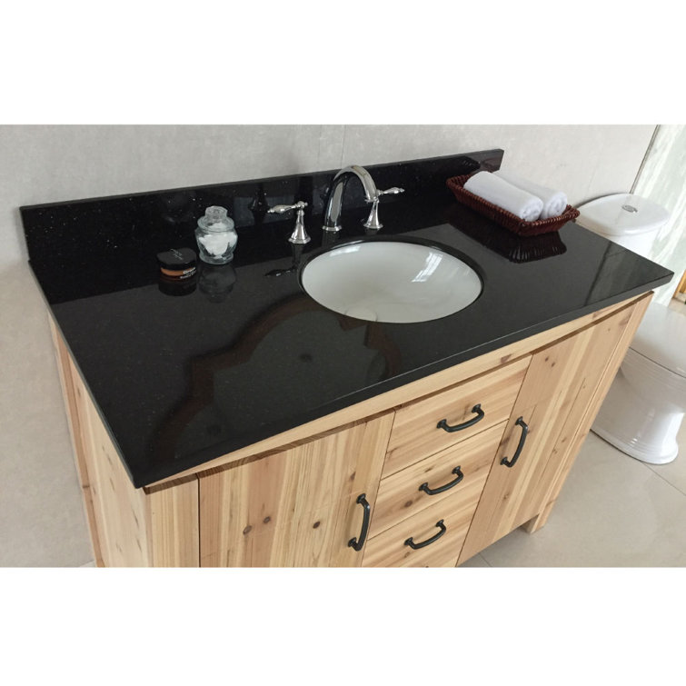 48'' Natural Fir Single Vanity with Black Granite Top