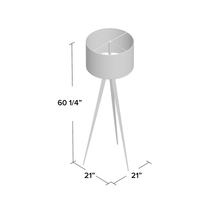 60.25'' Natural Oak Veneer Tripod Floor Lamp with Textured Linen Shade