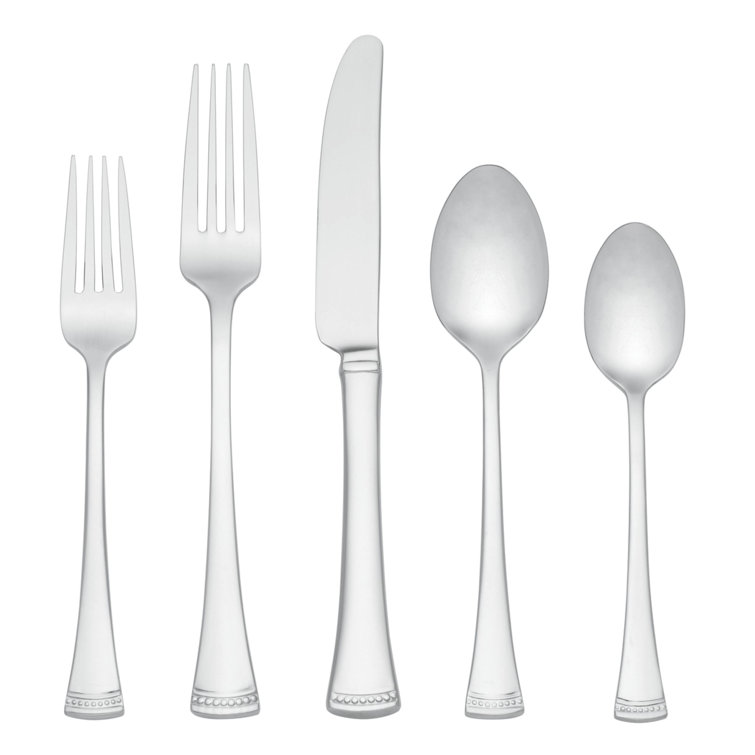 Portola Stainless Steel 65-Piece Flatware Set with Twisted Cord Trim
