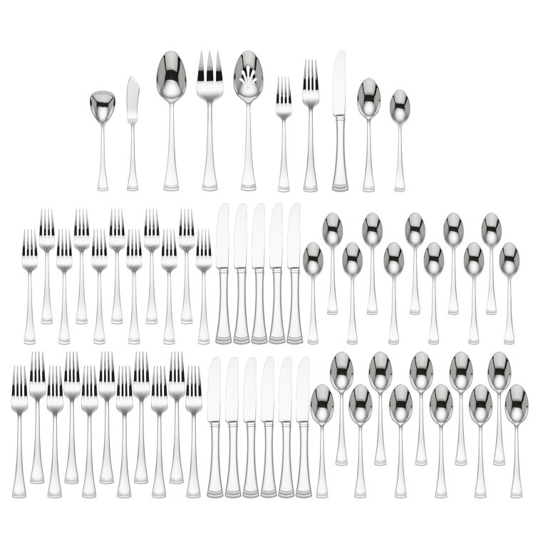 Portola Stainless Steel 65-Piece Flatware Set with Twisted Cord Trim