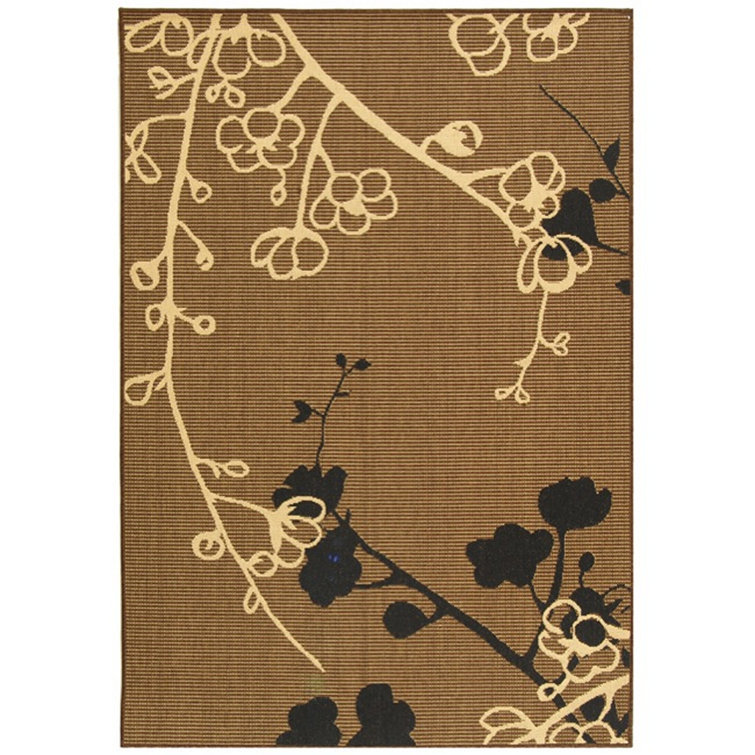 Off-White Synthetic Rectangular Easy Care Outdoor Rug