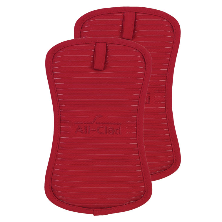 Chili Red Silicone Cotton Twill Pot Holder Set
