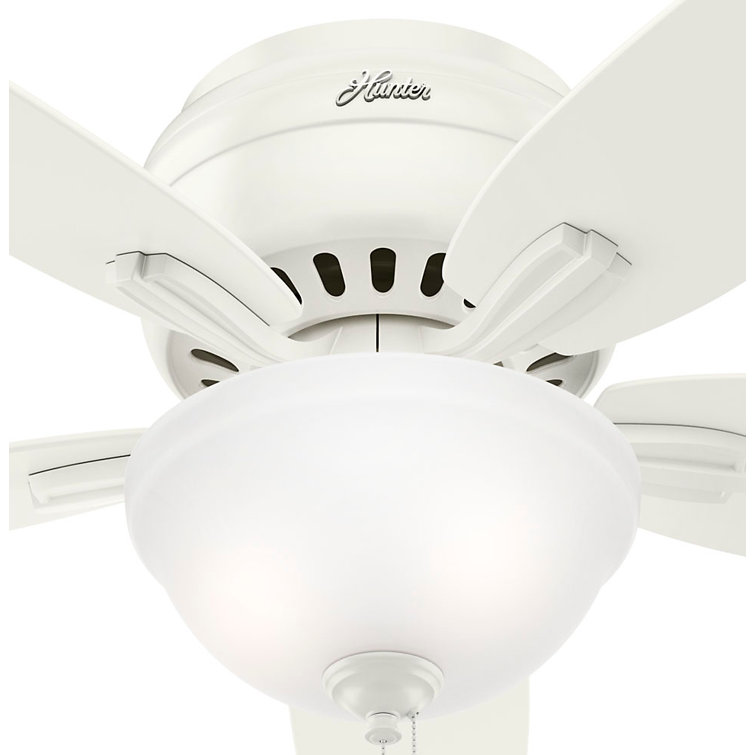 52" White Low Profile Ceiling Fan with LED Light
