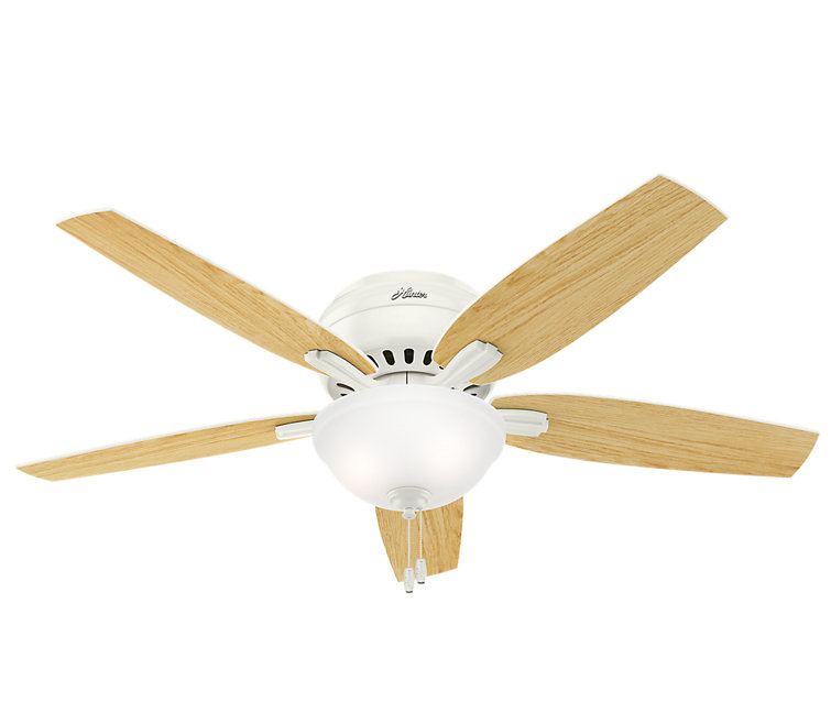 52" White Low Profile Ceiling Fan with LED Light