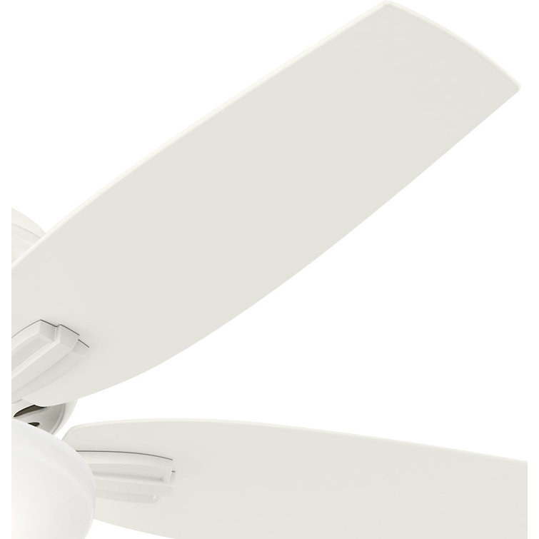 52" White Low Profile Ceiling Fan with LED Light