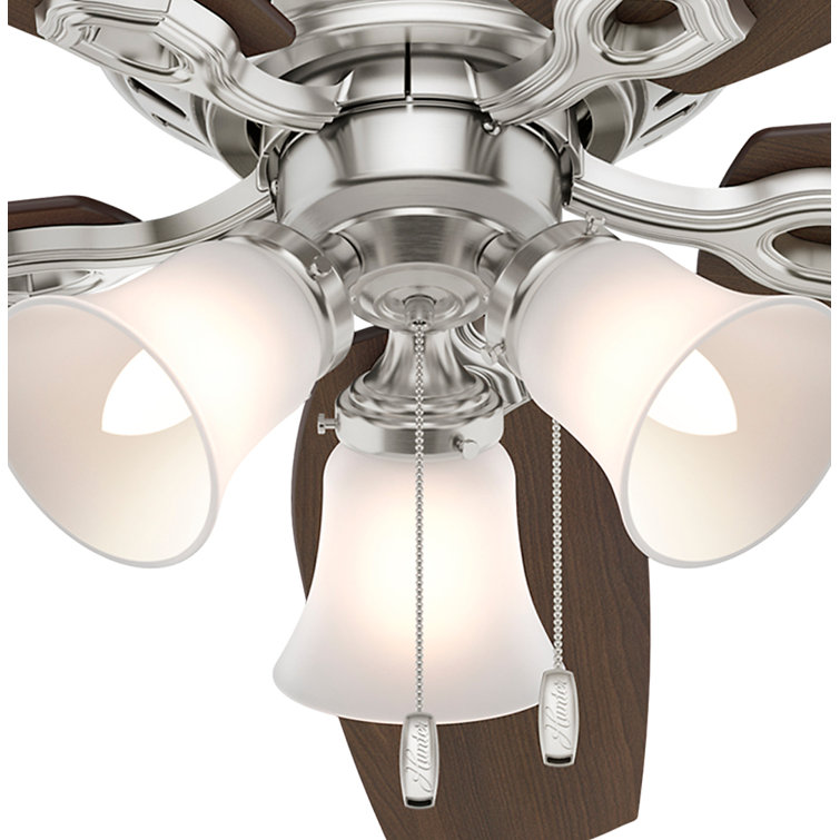 52" Brushed Nickel Low Profile Ceiling Fan with Lights