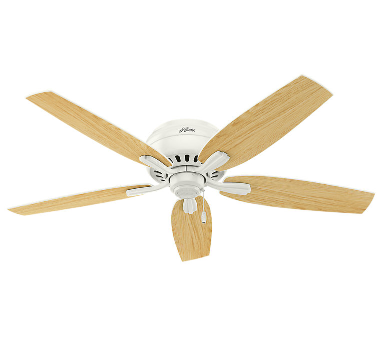 52" White Low Profile Ceiling Fan with LED Light