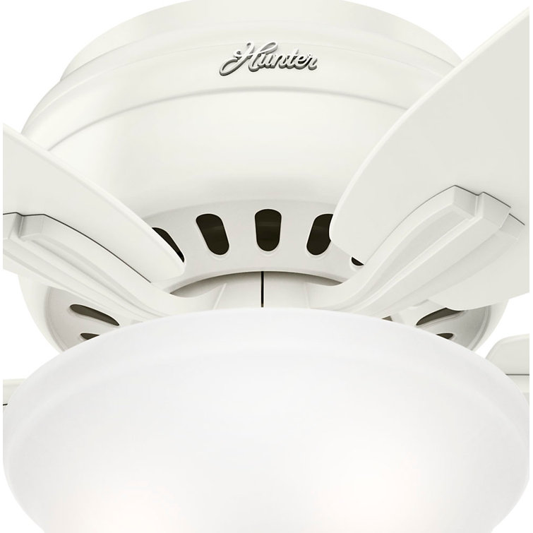 52" White Low Profile Ceiling Fan with LED Light