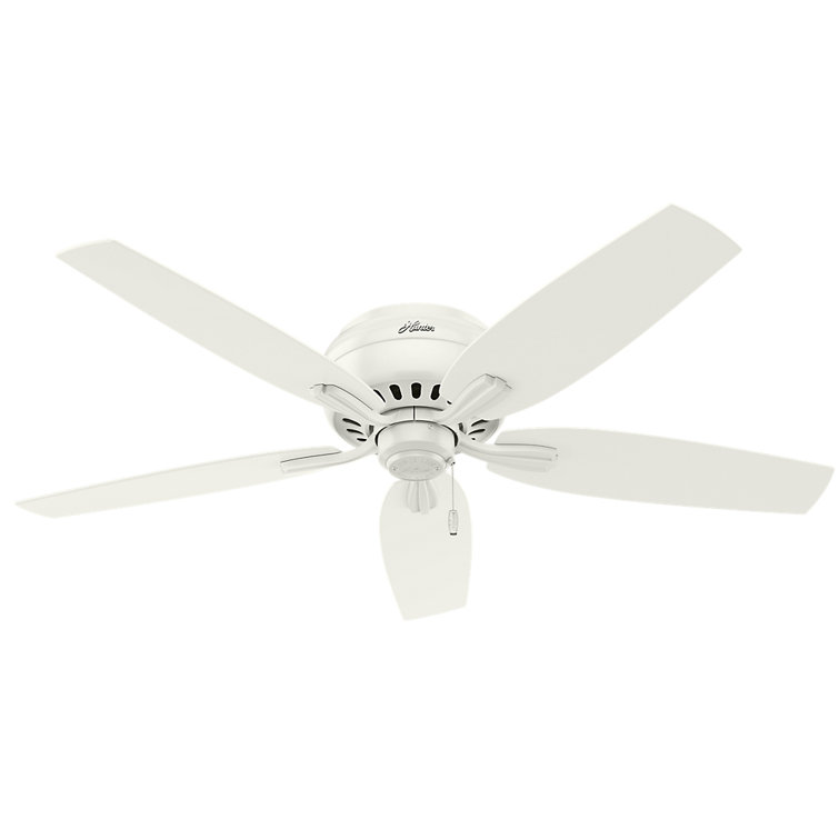 52" White Low Profile Ceiling Fan with LED Light