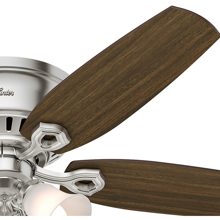 52" Brushed Nickel Low Profile Ceiling Fan with Lights