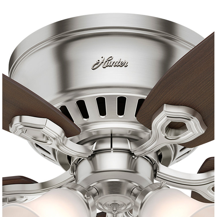 52" Brushed Nickel Low Profile Ceiling Fan with Lights
