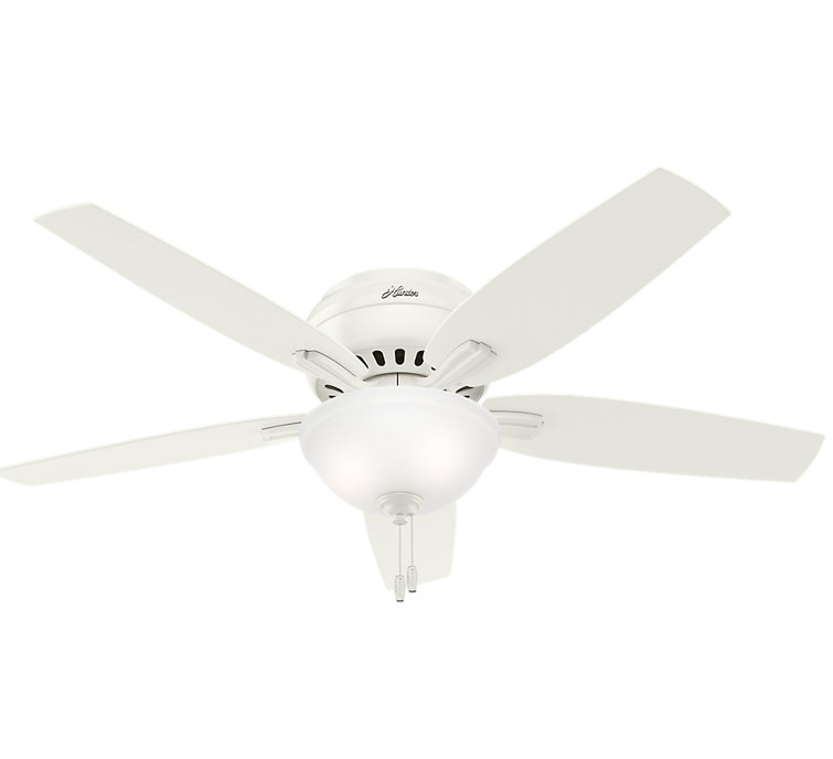52" White Low Profile Ceiling Fan with LED Light