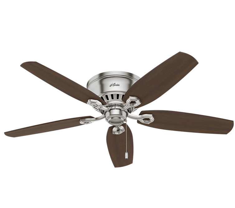 52" Brushed Nickel Low Profile Ceiling Fan with Lights