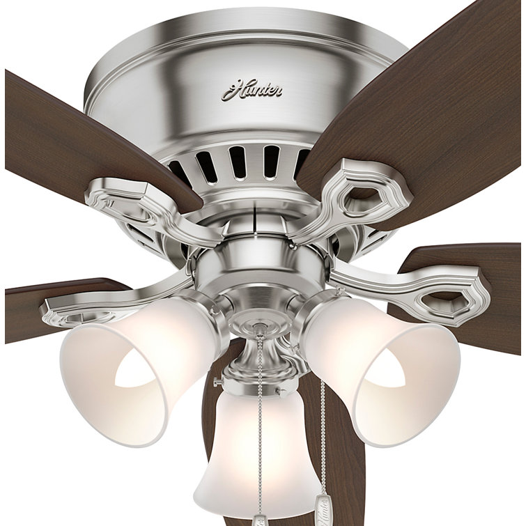 52" Brushed Nickel Low Profile Ceiling Fan with Lights