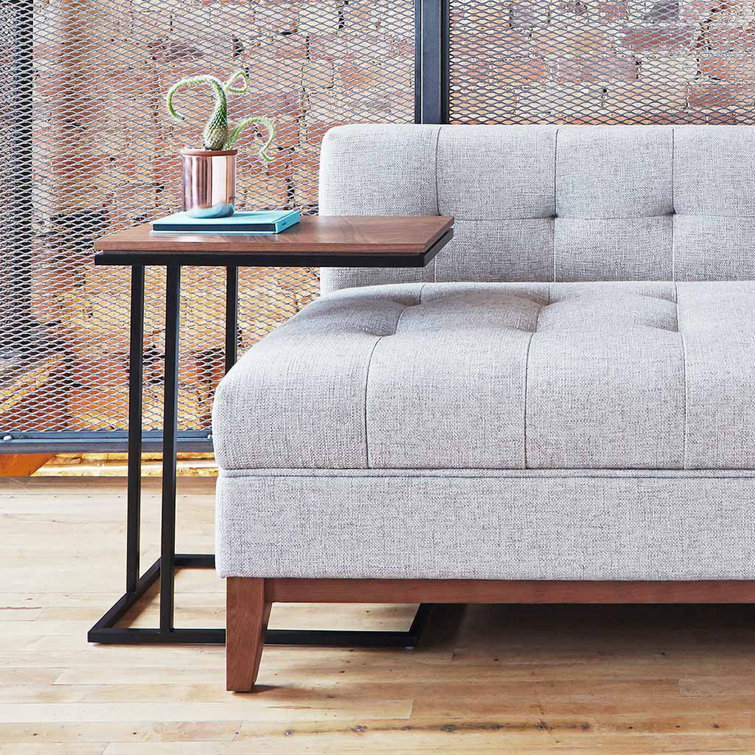 Tobias Square Walnut Wood & Steel Minimalist Nesting Table