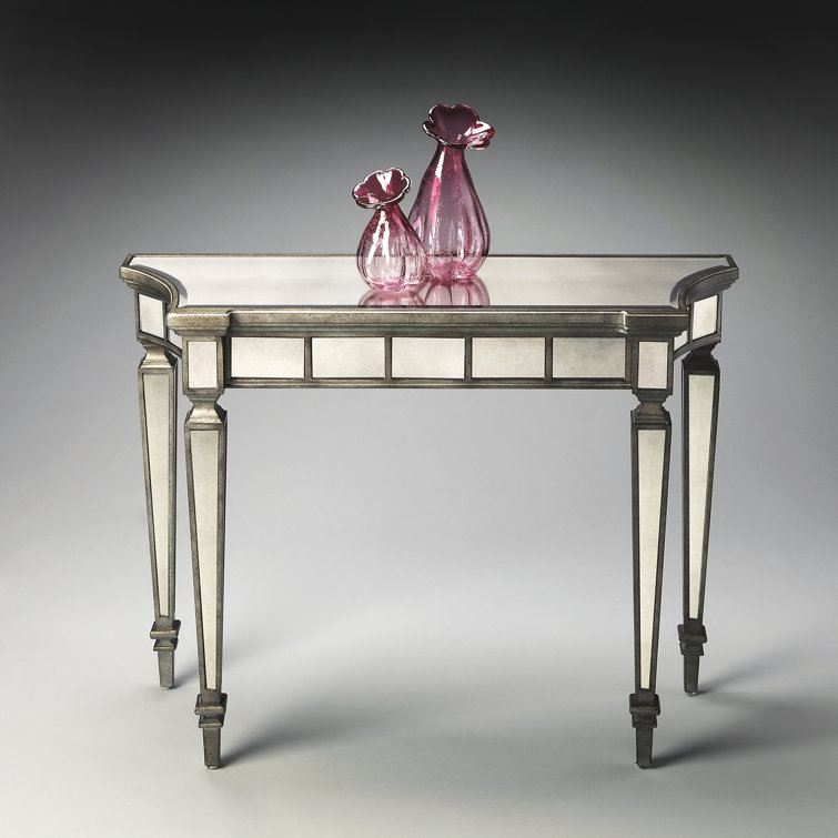 40" White Mirrored Glass Wood Console Table
