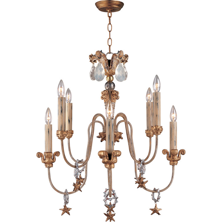 Elegant Mignon 8-Light Gold and Cream Crystal Chandelier