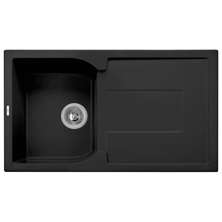 34'' Black Granite Single Bowl Kitchen Sink with Drainboard